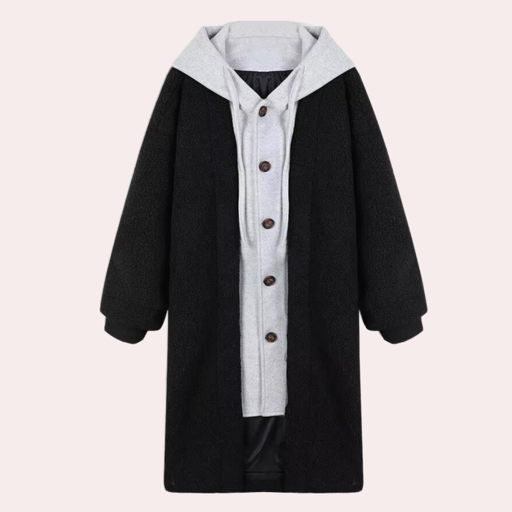 Casual Long Women's Jacket with Hood - Isla-Black-XS-Nora Luxe