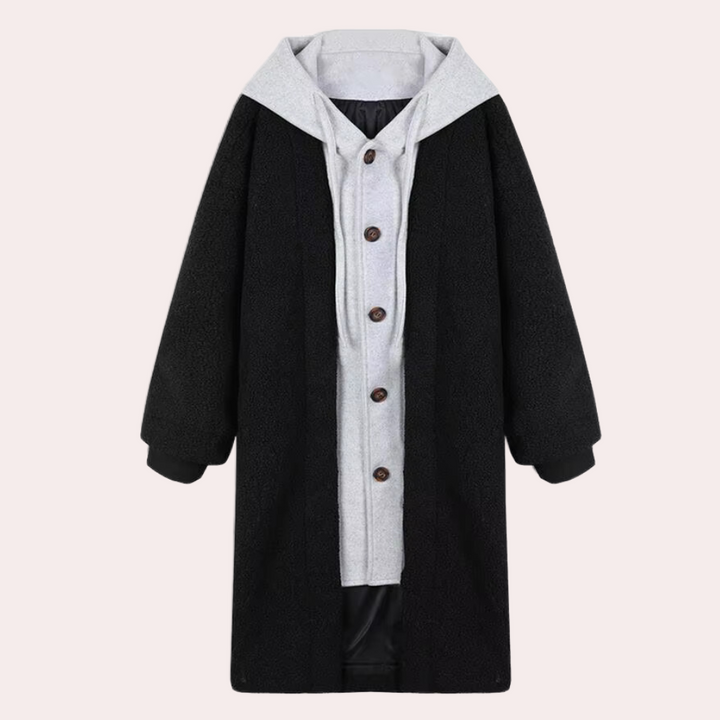 Casual Long Women's Jacket with Hood - Isla-Black-XS-Nora Luxe