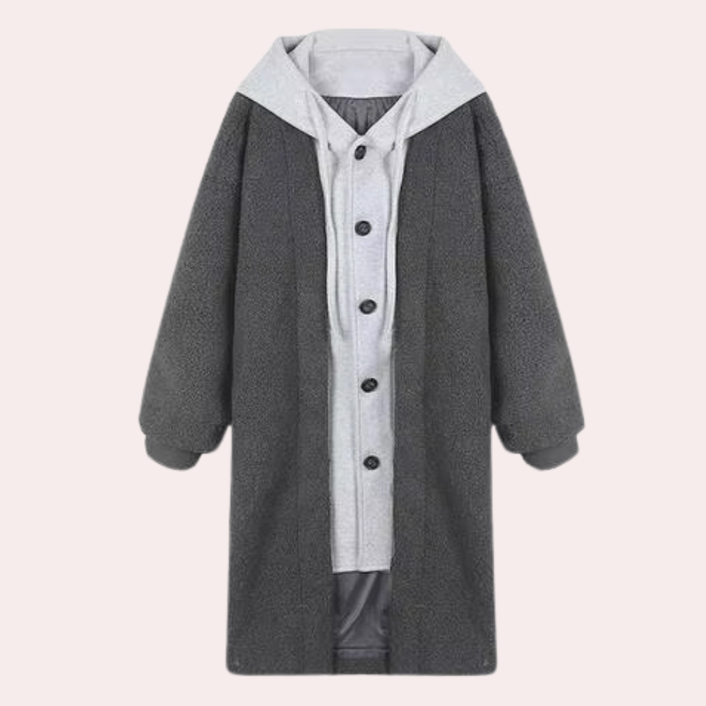 Casual Long Women's Jacket with Hood - Isla-Gray-XS-Nora Luxe