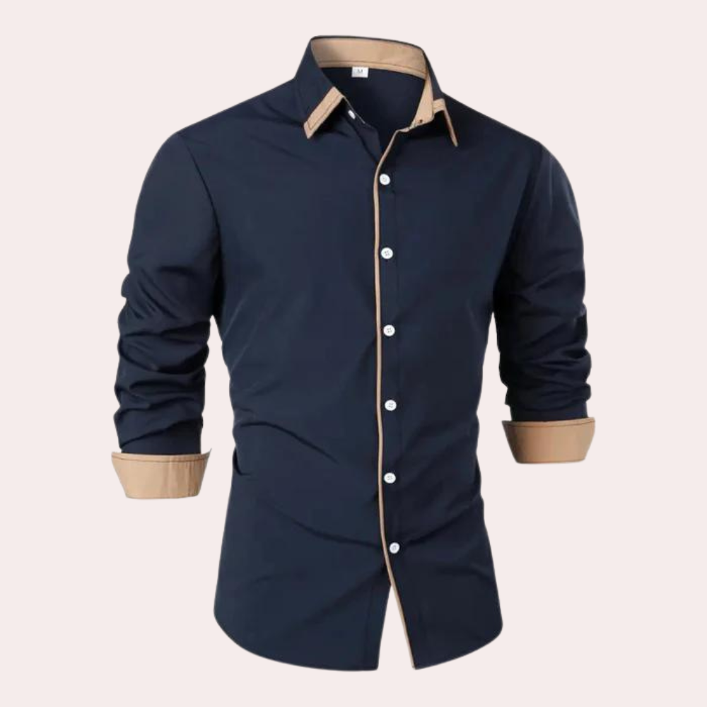 Casual Men's Dress Shirt for Warm Days - Luca-Dark blue-XS-Nora Luxe