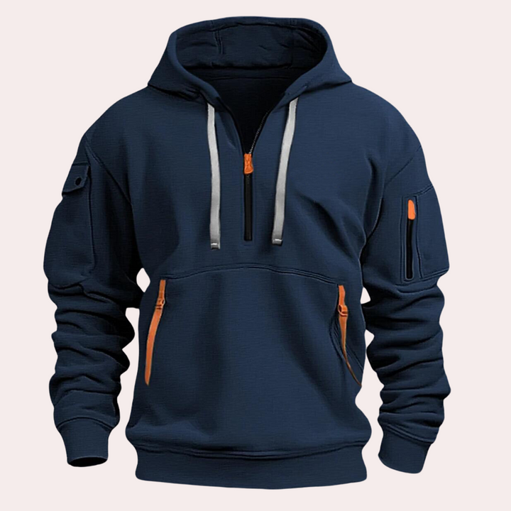 Casual Men's Hoodie - Théo-Navy blue-S-Nora Luxe