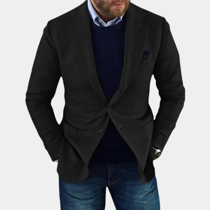 Casual Men's Jacket with Buttons - Mason-Black-S-Nora Luxe