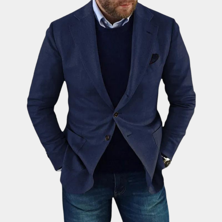 Casual Men's Jacket with Buttons - Mason-Dark blue-S-Nora Luxe