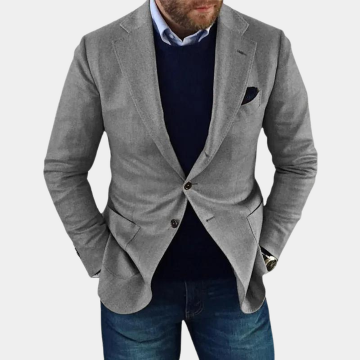 Casual Men's Jacket with Buttons - Mason-Gray-S-Nora Luxe