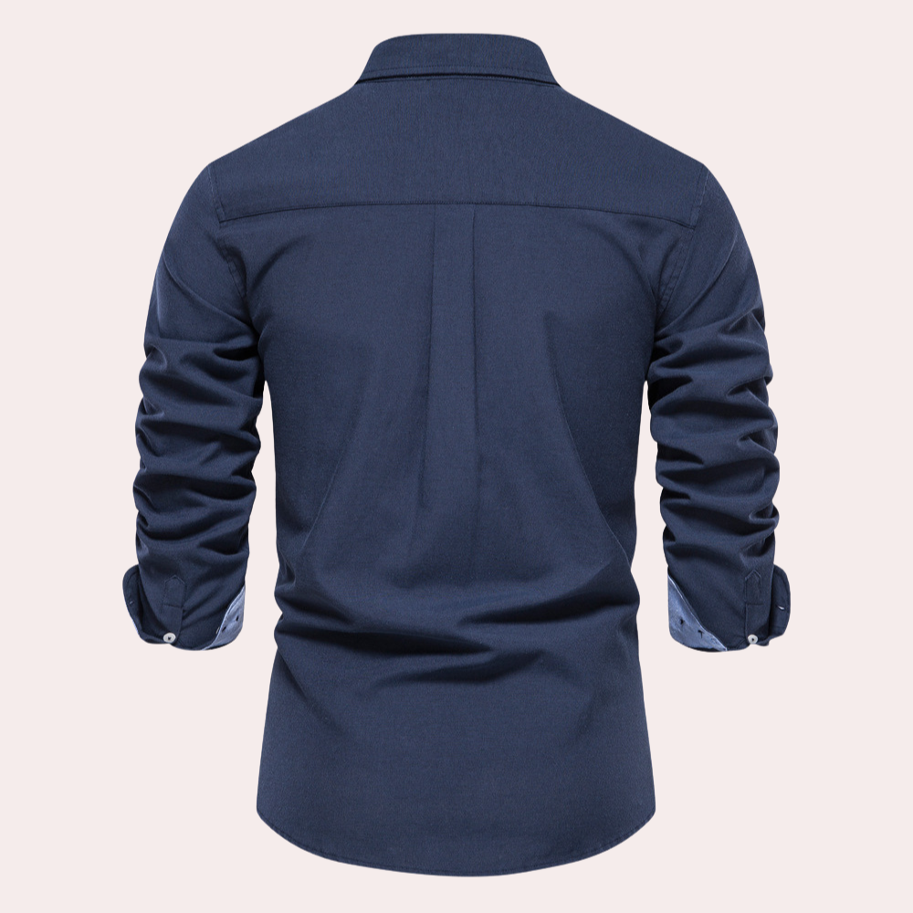 Casual Men's Shirt with Long Sleeves - Remy-Black-S-Nora Luxe