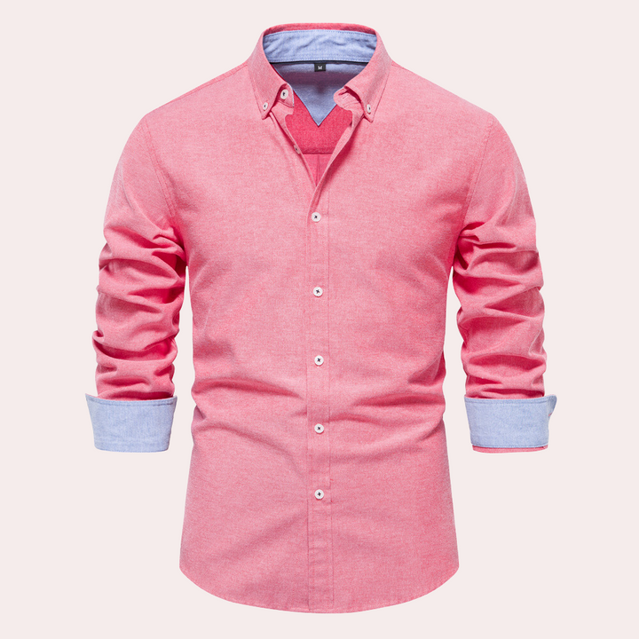 Casual Men's Shirt with Long Sleeves - Remy-Red-S-Nora Luxe