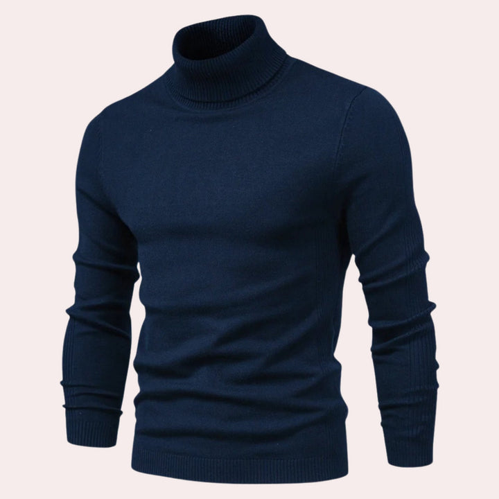 Casual Men's Turtleneck - Noah-Dark Blue-S-Nora Luxe