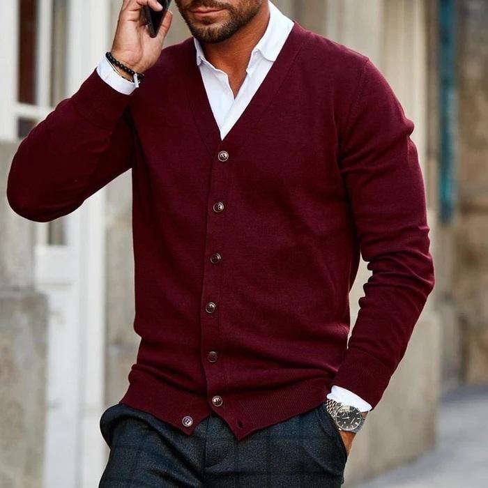 Casual Mens Vest - Orion-Dark red-S-Nora Luxe