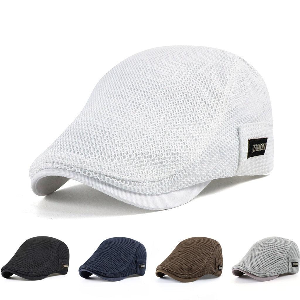 Casual Mesh Beret for Men - AirFlow-White-Nora Luxe