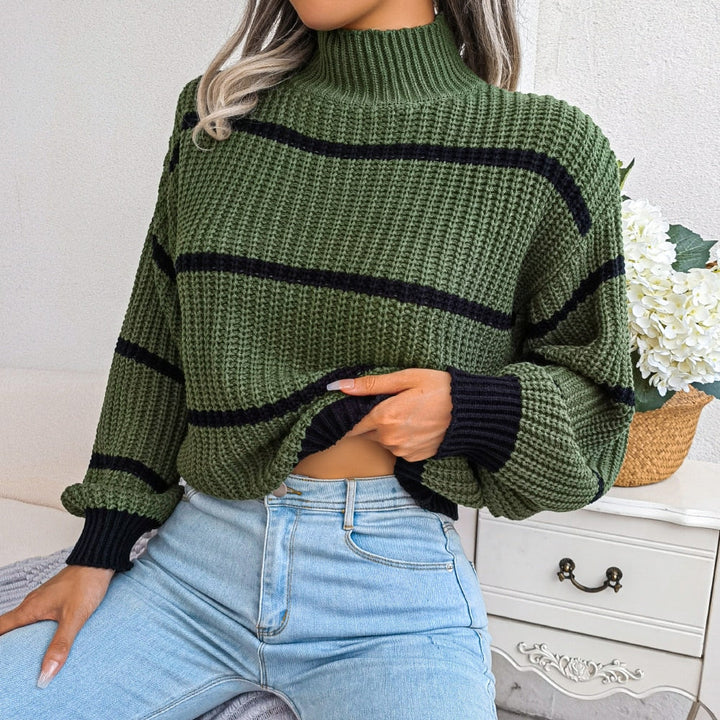 Casual Ribbed Roll Neck - Elara-Olive Green-S-Nora Luxe