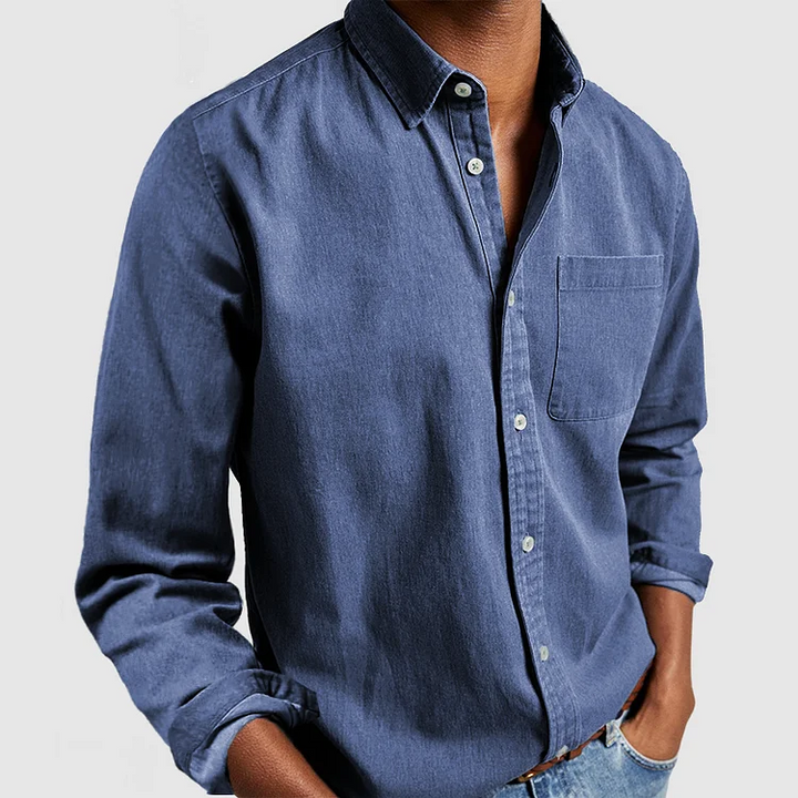 Casual Shirt with Stylish Details - Evan-Blue-S-Nora Luxe