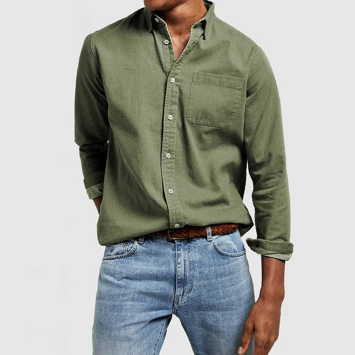 Casual Shirt with Stylish Details - Evan-Dark blue-S-Nora Luxe