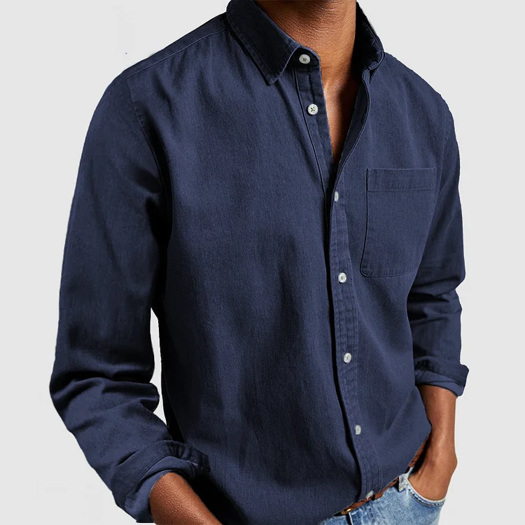 Casual Shirt with Stylish Details - Evan-Dark blue-S-Nora Luxe