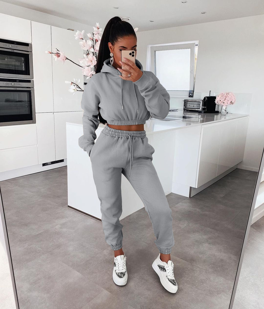 Casual Soft Jogging Set - Ella-Gray-S-Nora Luxe
