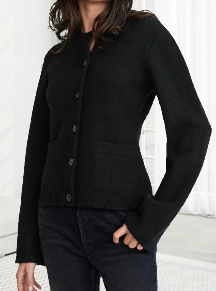 Casual Soft Ladies' Cardigan with Buttons - Noa-Black-XS-Nora Luxe