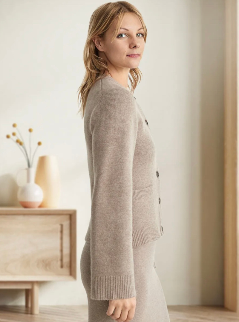 Casual Soft Ladies' Cardigan with Buttons - Noa-Ivory-XS-Nora Luxe