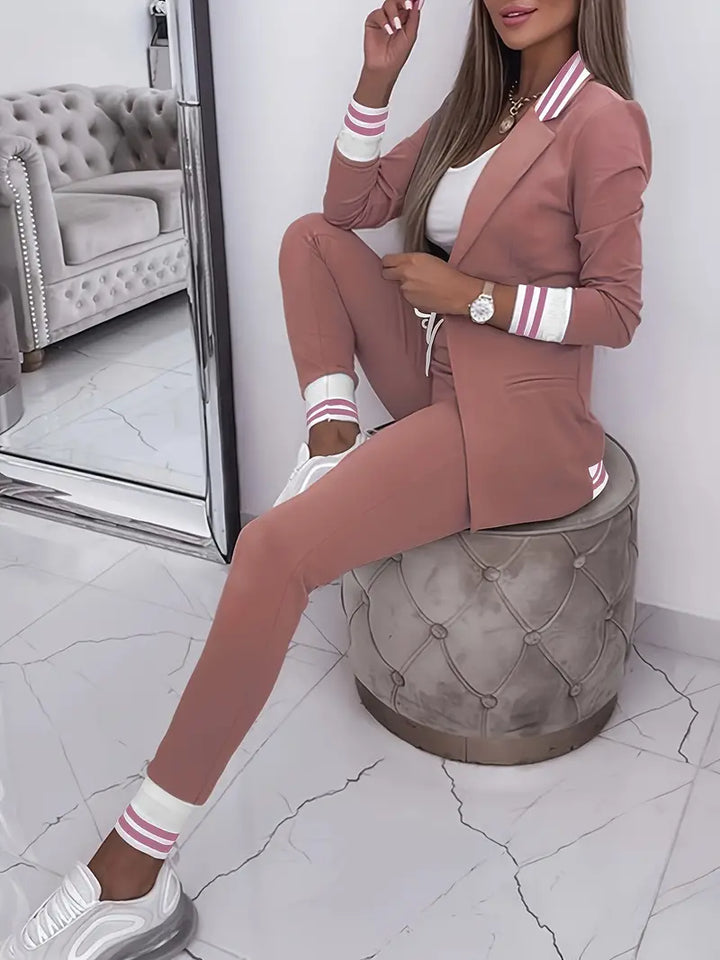 Casual Streetwear Striped Set - Sophie-Pink-M-Nora Luxe