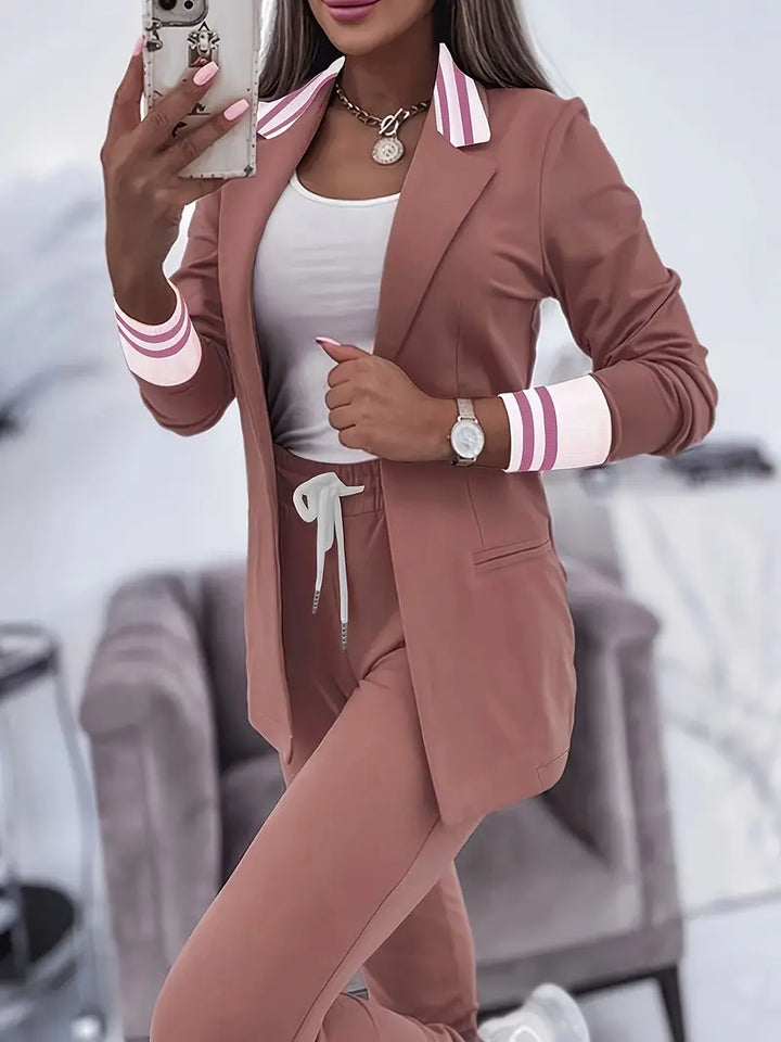 Casual Streetwear Striped Set - Sophie-Pink-M-Nora Luxe