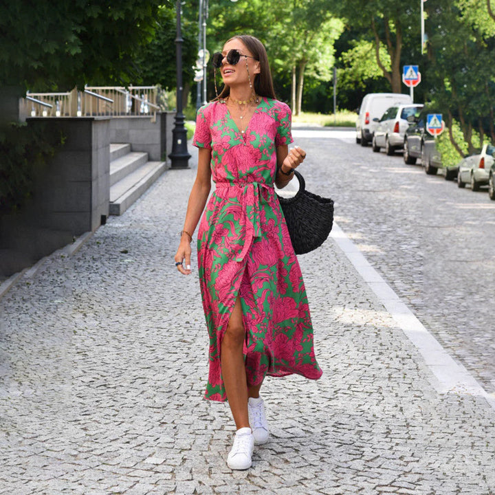 Casual Summer Dress - Luna-Red/Blue-S-Nora Luxe