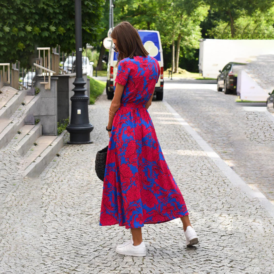 Casual Summer Dress - Luna-Red/Blue-S-Nora Luxe