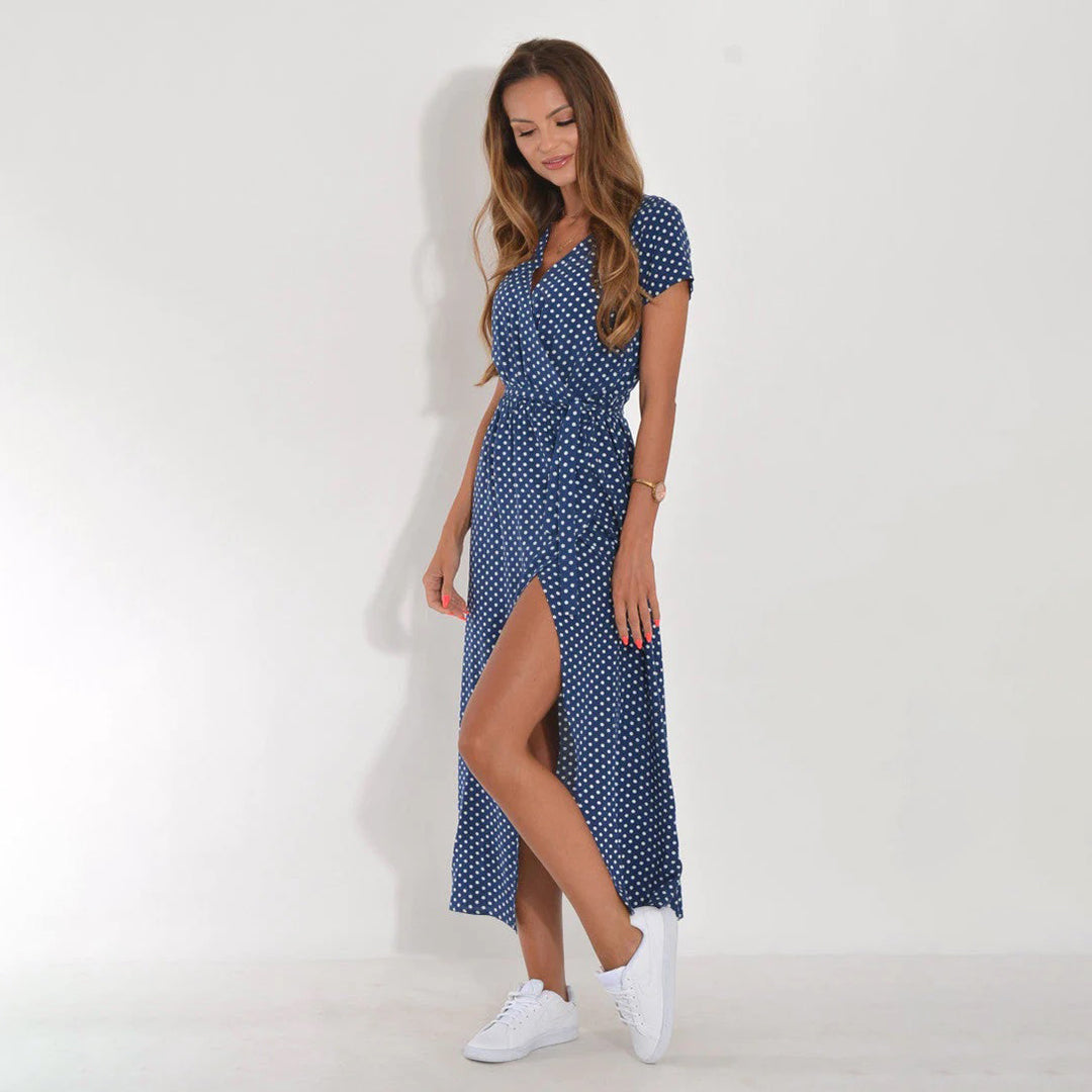 Casual Summer Dress - Luna-Red/Blue-S-Nora Luxe