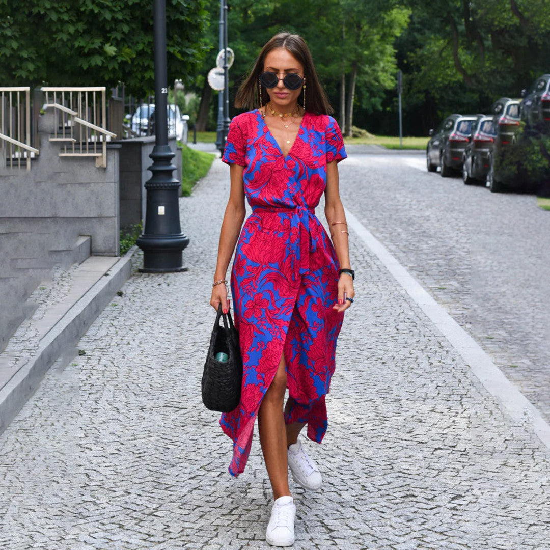 Casual Summer Dress - Luna-Red/Blue-S-Nora Luxe