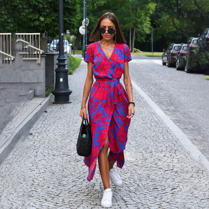 Casual Summer Dress - Luna-Red/Blue-S-Nora Luxe