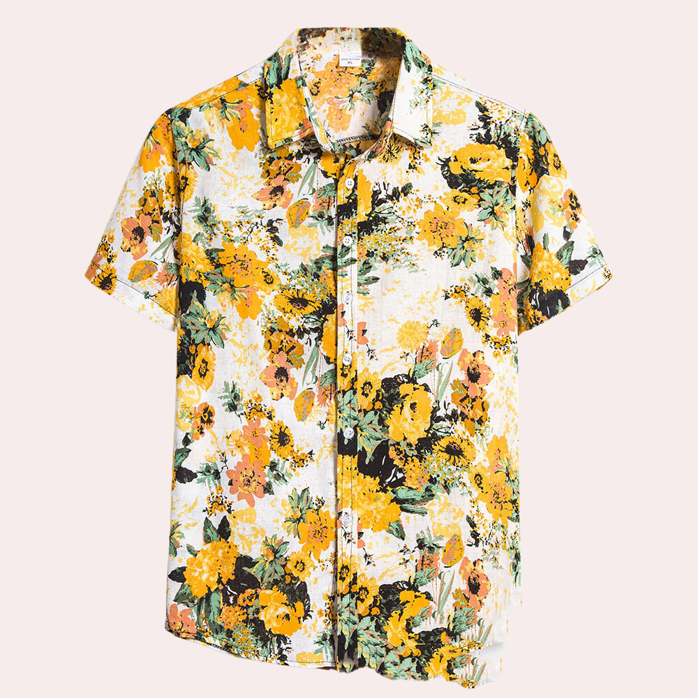 Casual Summer Shirt for Men - Dante-Yellow-S-Nora Luxe