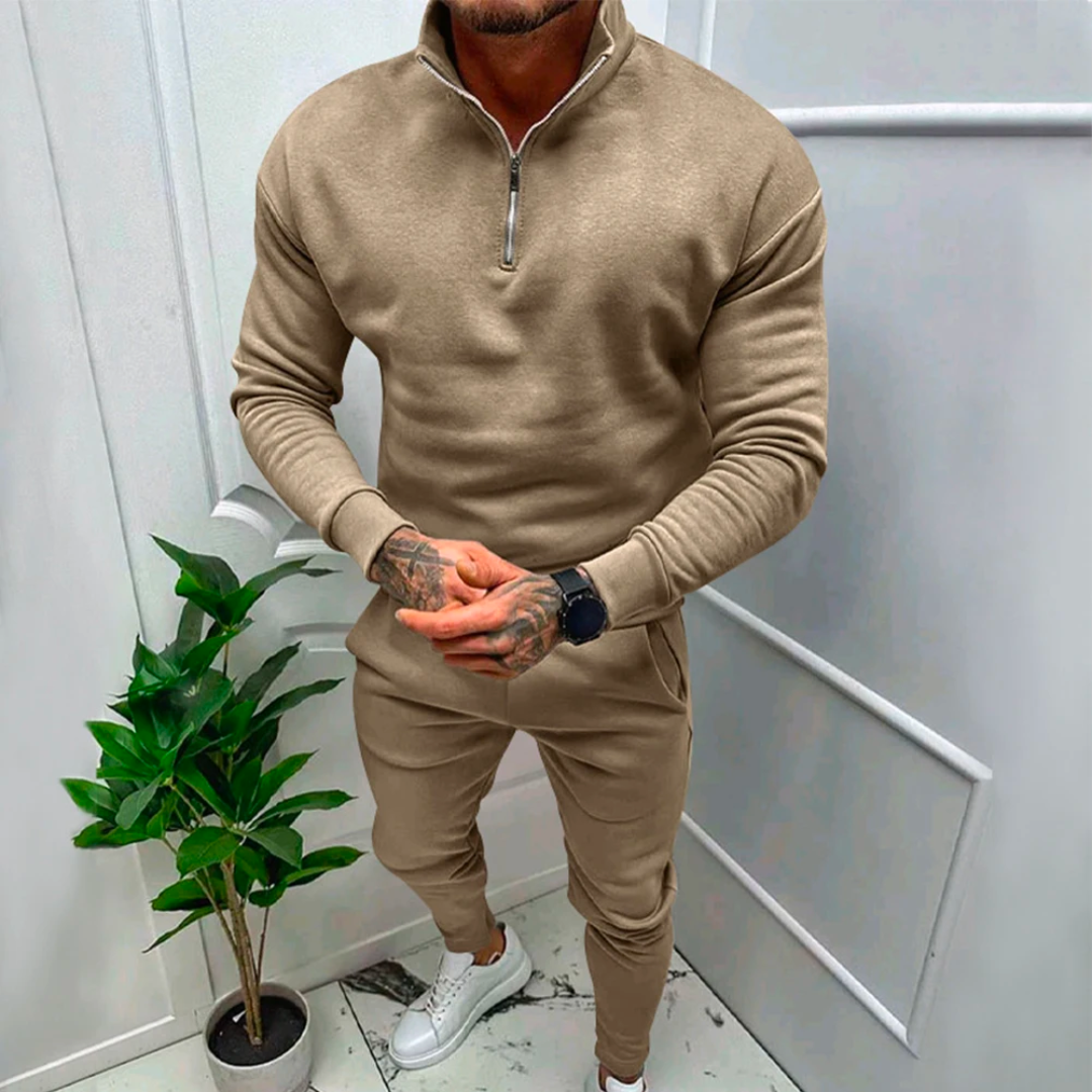 Casual Two-Piece Men's Set - Jasper-Gray-S-Nora Luxe