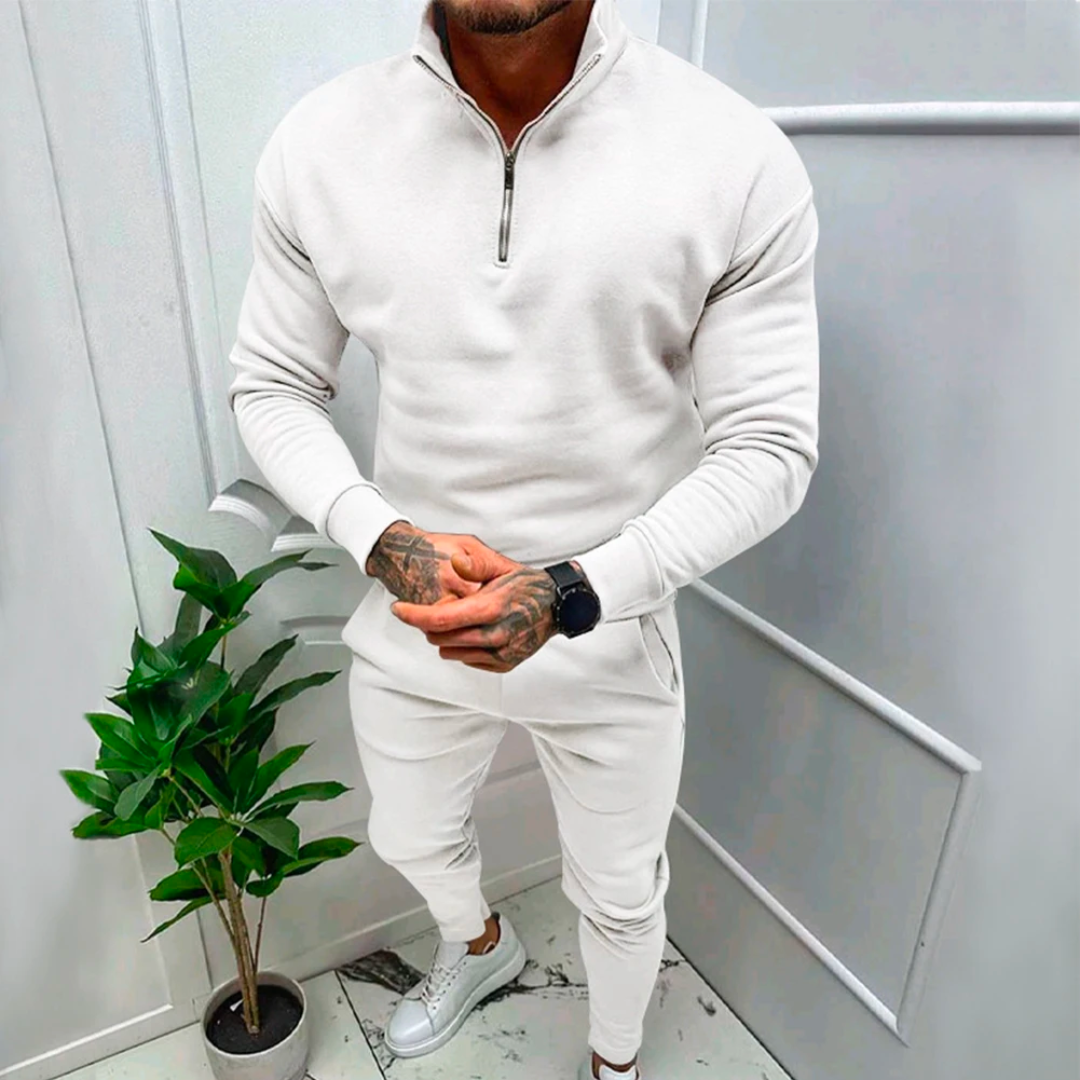 Casual Two-Piece Men's Set - Jasper-White-S-Nora Luxe