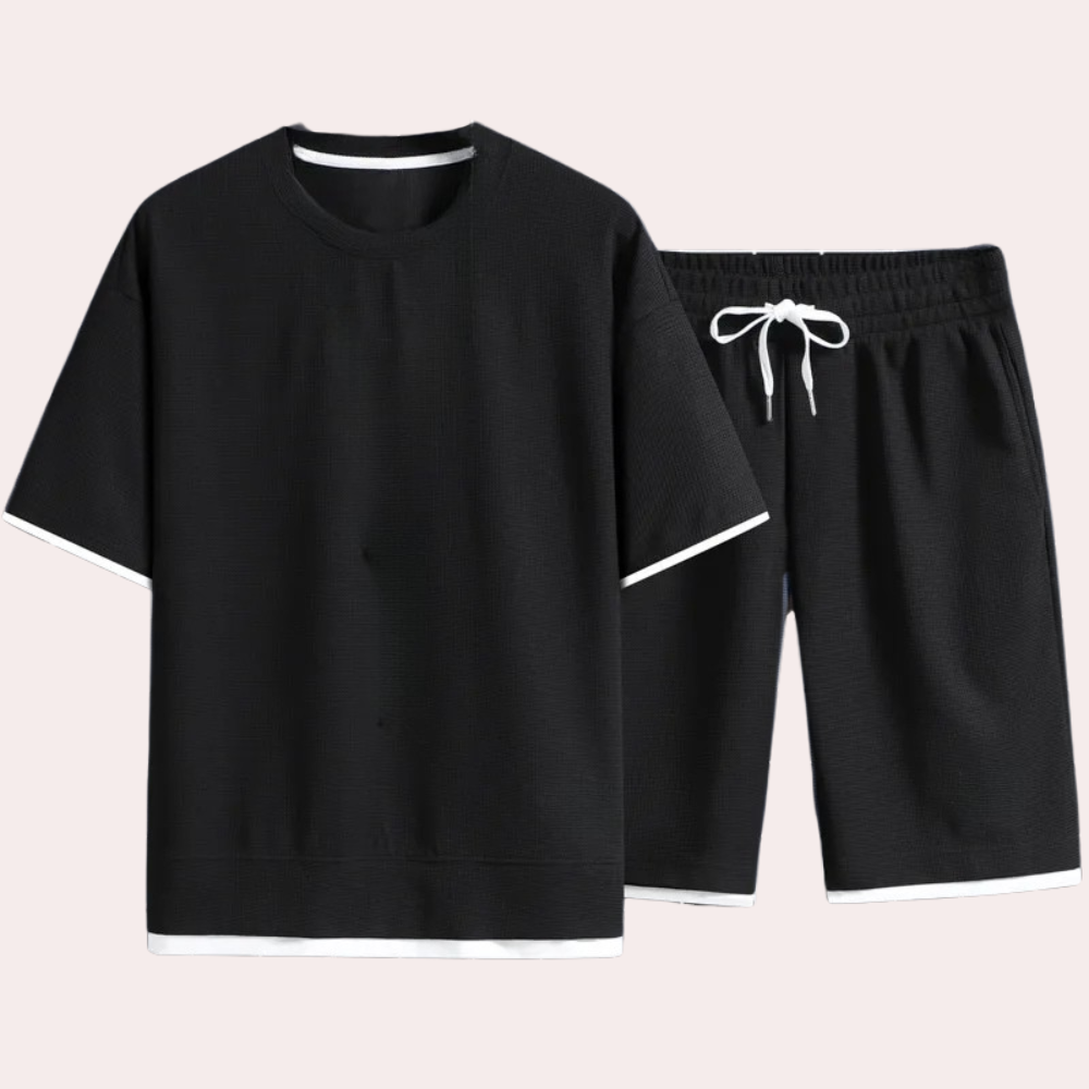 Casual Two-Piece Summer Set for Men - Jules-Black-S-Nora Luxe