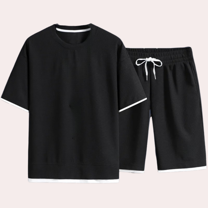 Casual Two-Piece Summer Set for Men - Jules-Black-S-Nora Luxe