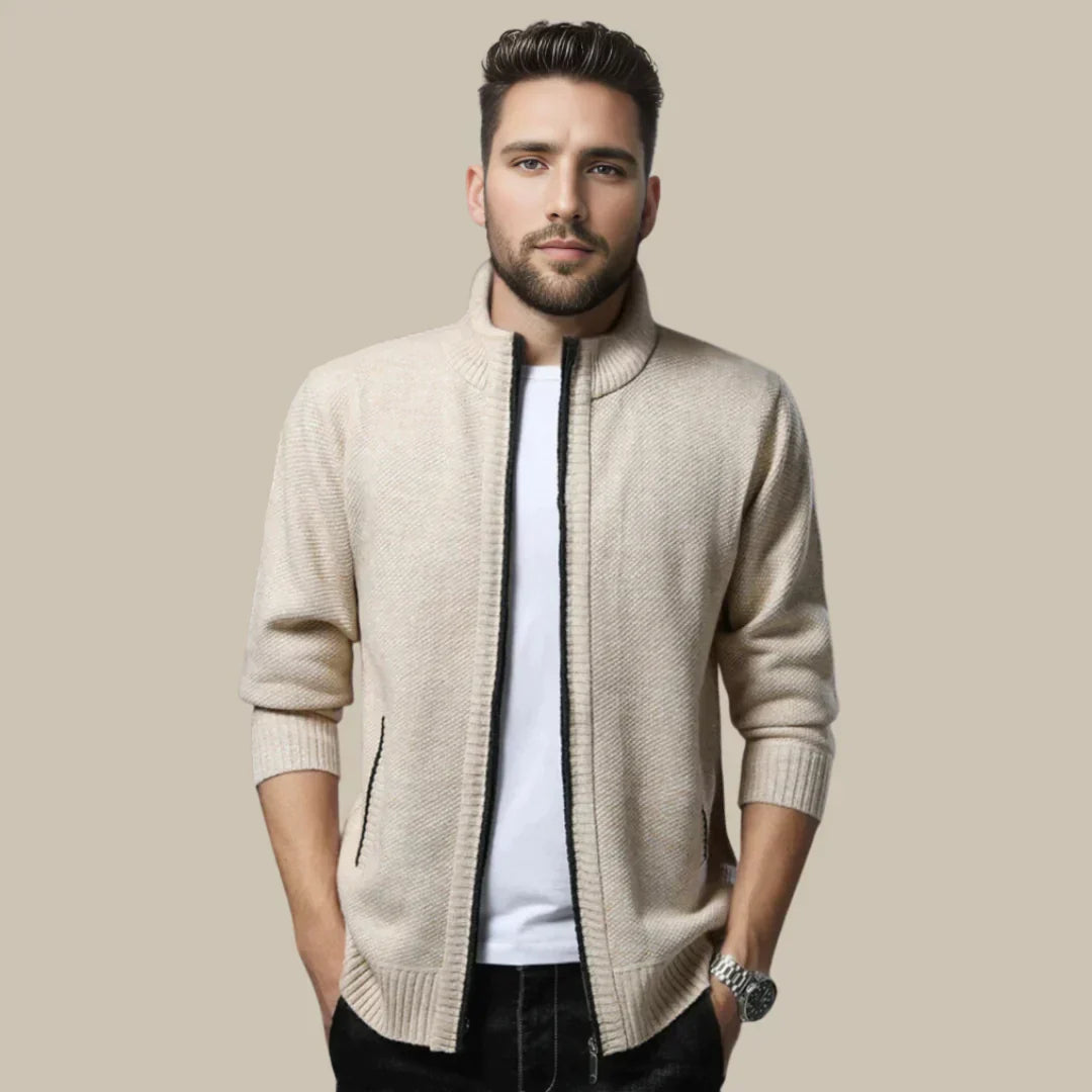 Casual Vest with Zip - Blake-Beige-S-Nora Luxe