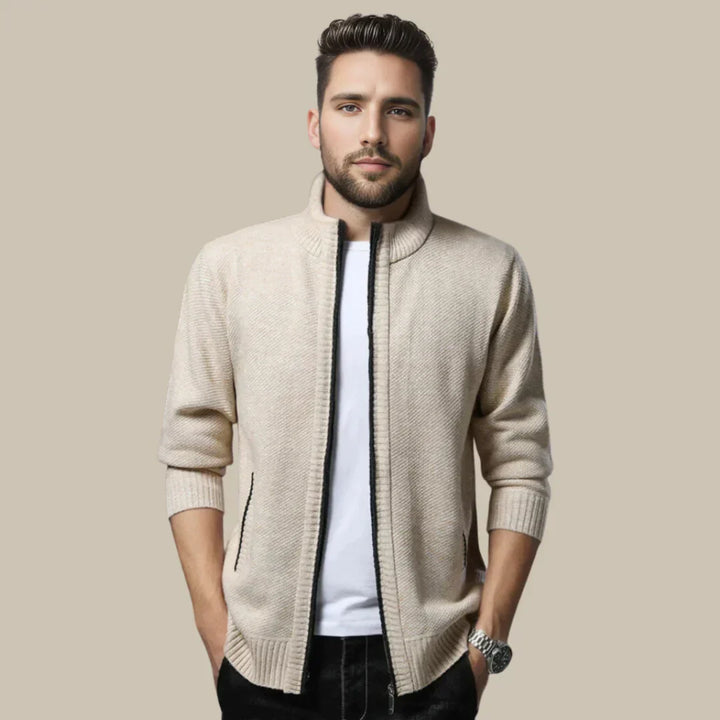 Casual Vest with Zip - Blake-Beige-S-Nora Luxe