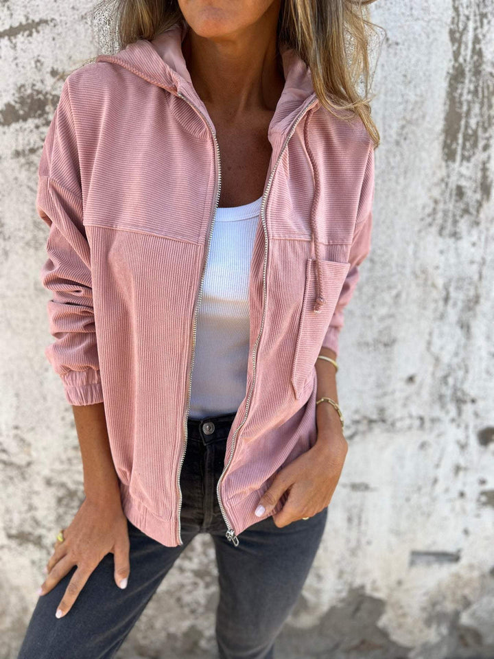 Casual Women's Hoodie with Hood and Zipper – Noemi-Pink-S-The Livary