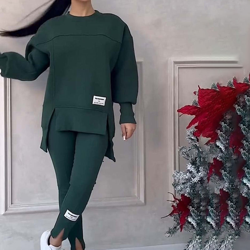 Casual Women's Set of Sweatshirt and Leggings - Elena-Black-S-Nora Luxe