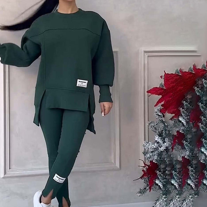 Casual Women's Set of Sweatshirt and Leggings - Elena-Black-S-Nora Luxe