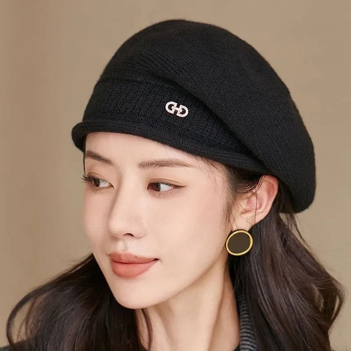 Casual Wool Ladies Beret - Diana-Black-Nora Luxe