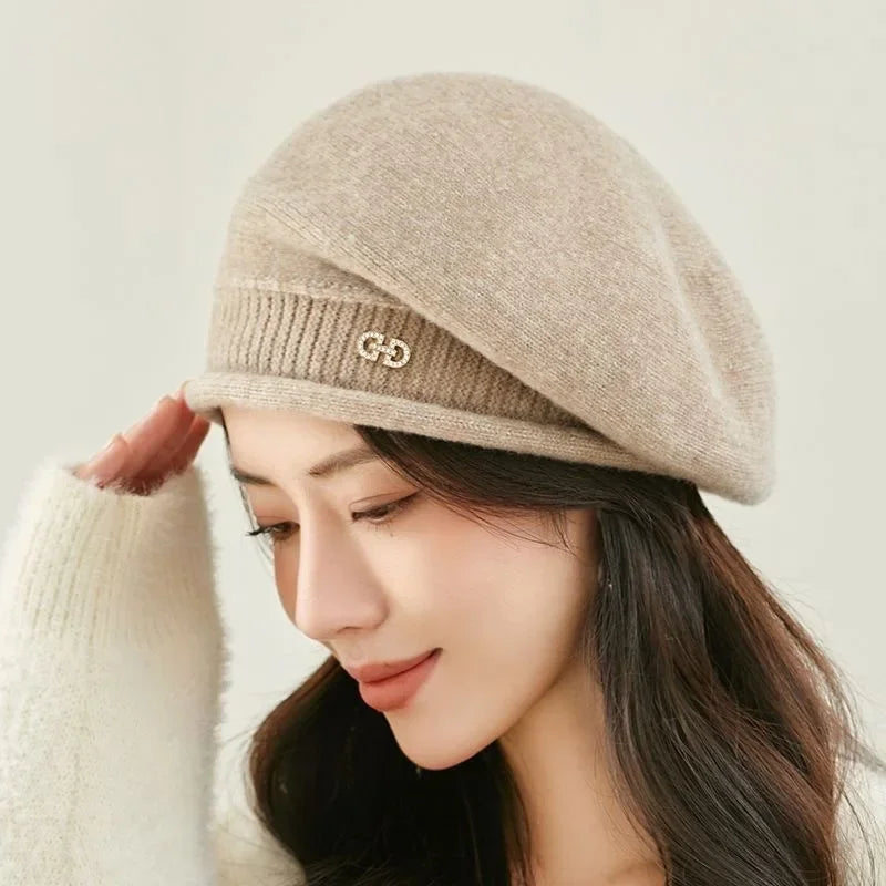 Casual Wool Ladies Beret - Diana-Khaki-Nora Luxe