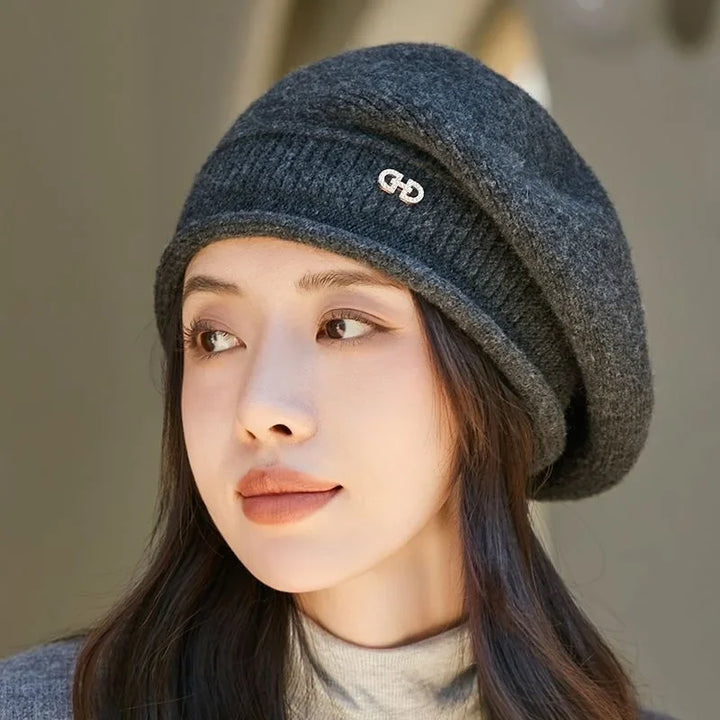 Casual Wool Ladies Beret - Diana-Light Gray-Nora Luxe
