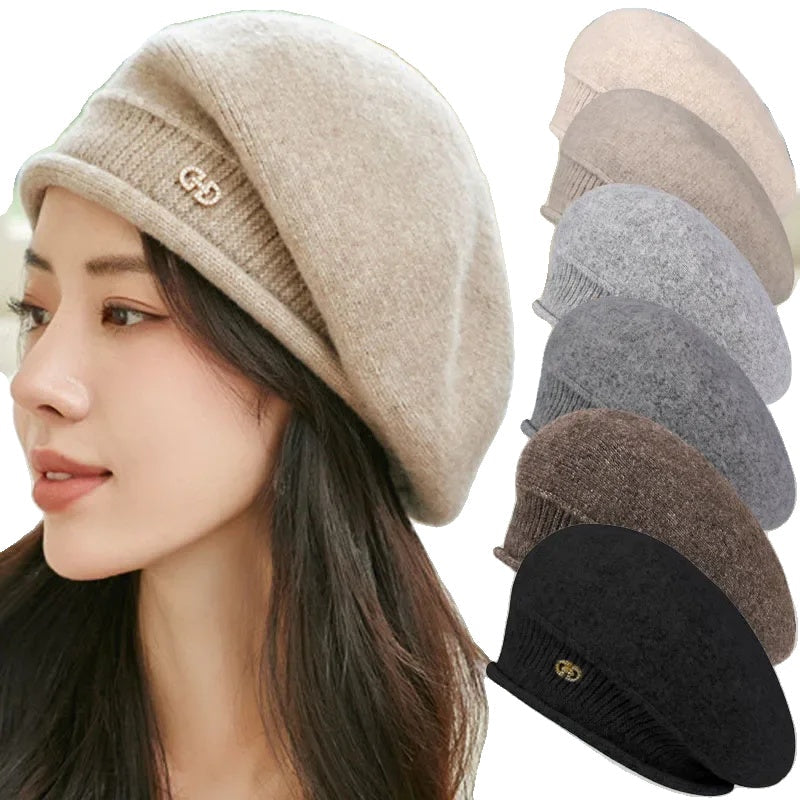 Casual Wool Ladies Beret - Diana-Light Gray-Nora Luxe