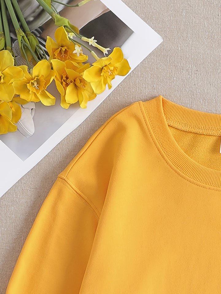 Casual Yellow Sweatshirt with Humorous Graphic Print - Elara-S-Nora Luxe