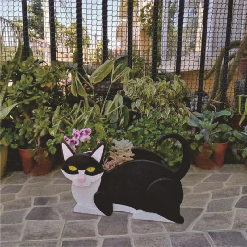Cat-Shaped DIY Planter - KittyKraft-Black and white-Nora Luxe
