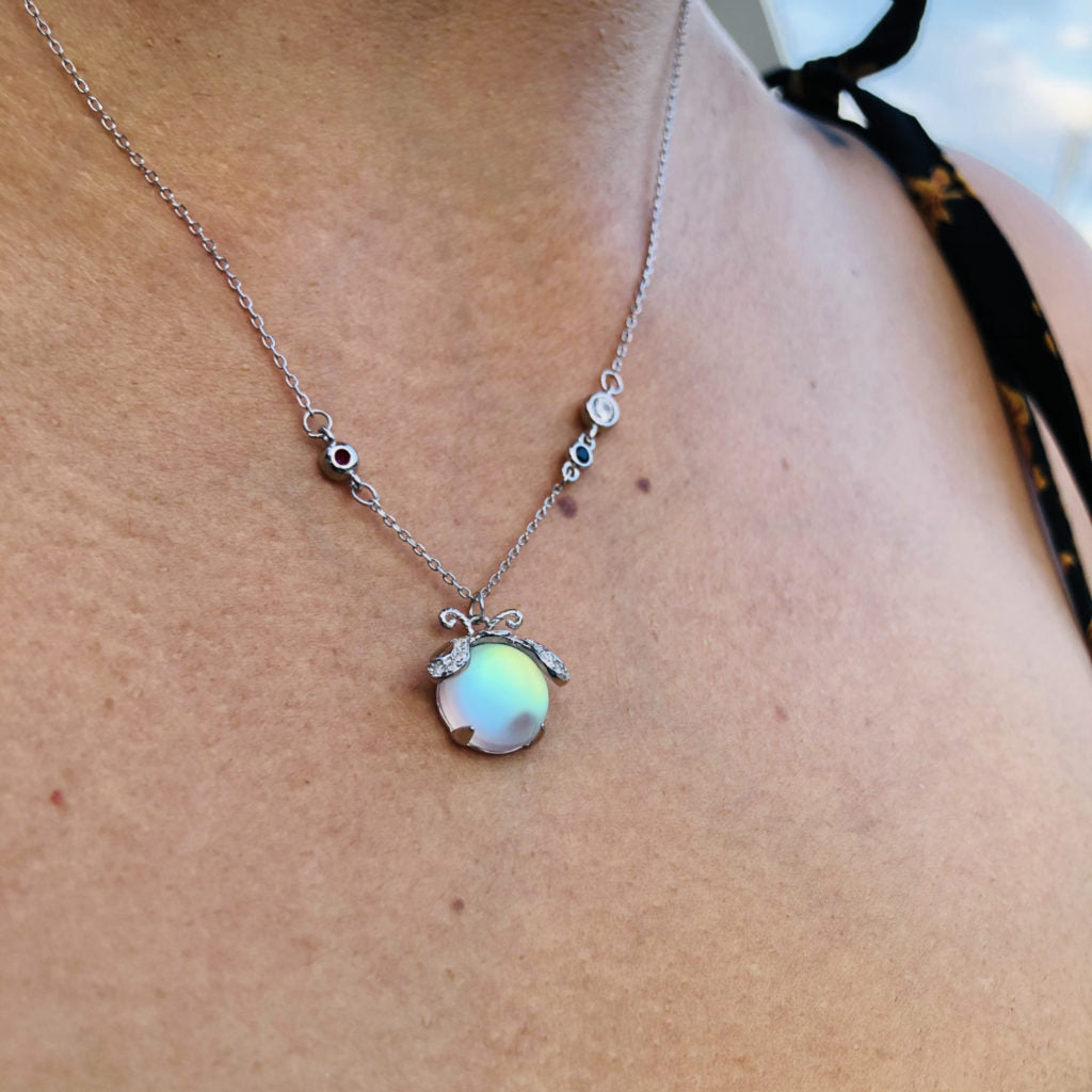 Charming Firefly Moonstone Necklace-Nora Luxe