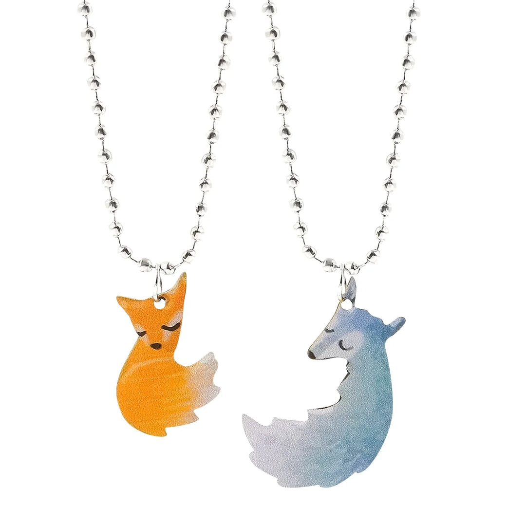 Charming Fox and Wolf Couple Necklace-Nora Luxe