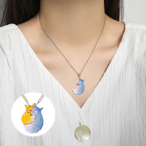 Charming Fox and Wolf Couple Necklace-Nora Luxe