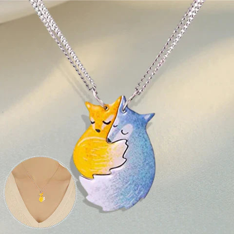 Charming Fox and Wolf Couple Necklace-Nora Luxe