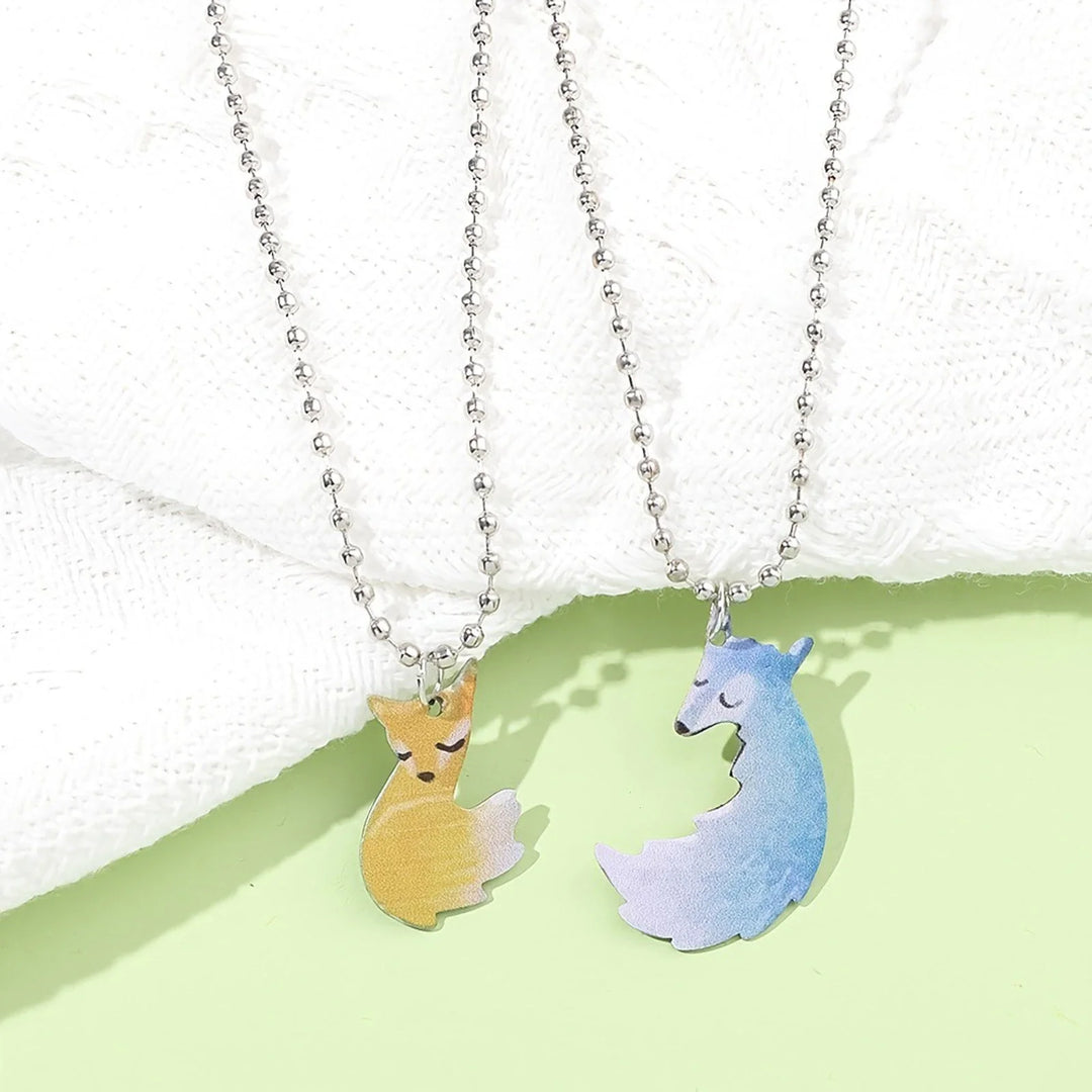 Charming Fox and Wolf Couple Necklace-Nora Luxe