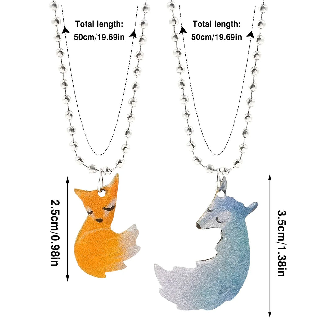 Charming Fox and Wolf Couple Necklace-Nora Luxe