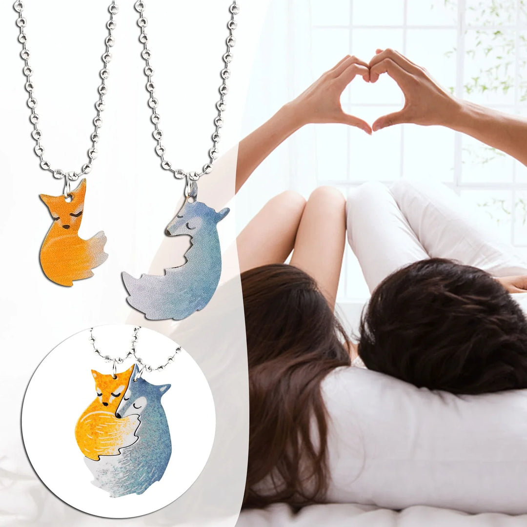 Charming Fox and Wolf Couple Necklace-Nora Luxe